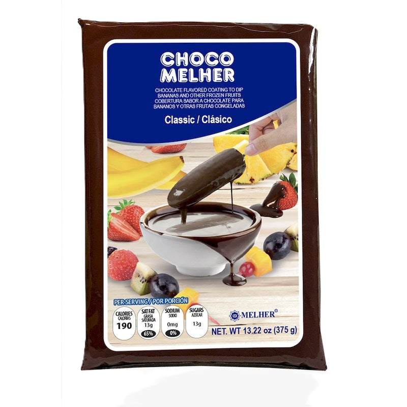 100084 - CHOCO-MELHER CLASICO CHOCOLATE PARA COBERTURA X 375G X 24BG