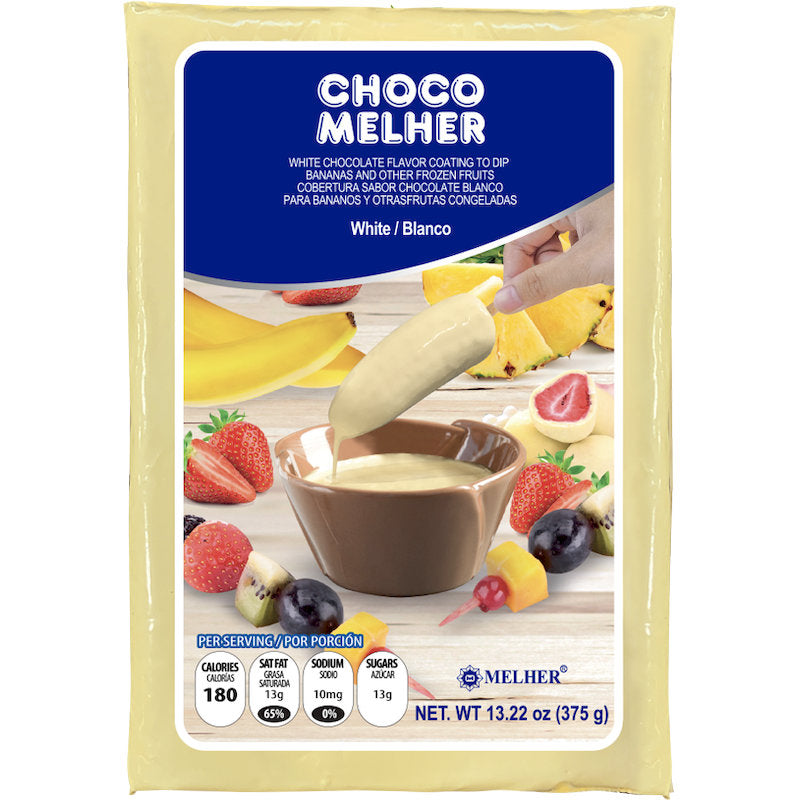 100469 - CHOCO-MELHER CHOCOLATE BLANCO PARA COBERTURA X 375G X 24BG